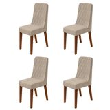 Conjunto Para Sala De Jantar 4 Cadeiras Estofadas Luar Frassino/rinzai Bege
