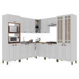 Cozinha Modulada De Canto Firenze 8 Peças Com Torre Quente 2 Fornos Branco - Indékes Branco