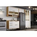 Cozinha Modulada Completa Syrah 4 Peças 2 Aéreos + 1 Balcão + 1 Paneleiro C4p05 Amendoa Off White Ronipa