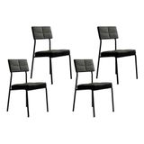 Kit 4 Cadeiras Sala Jantar Neo 1740 4 Uni Pretografite Preto Carraro