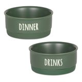 Taças Para Animais De Estimação Bone Dry Ceramic Para Cães E Gatos, Conjunto De 2 Hunter Green