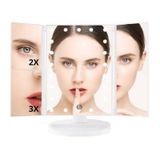 Espelho De Maquiagem Triplo Zoom De 2x E 3x Iluminação Led