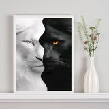 Quadro Decorativo Tigre Branco Preto - Metades 45x34cm