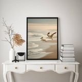 Quadro Decorativo Nuances Bege - Praia Pássaros 45x34cm