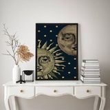 Quadro Decorativo Mistico Sol E Lua - Metades 45x34cm