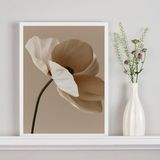 Quadro Decorativo Nuances Bege - Flor Única 45x34cm - Vidro