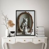 Quadro Decorativo Gato Espelho Tigre 45x34cm - Com Vidro