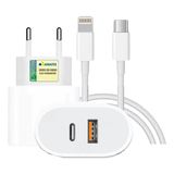 Carregador Inteligente Universal + Cabos Tipo C E Lightning Inclusos