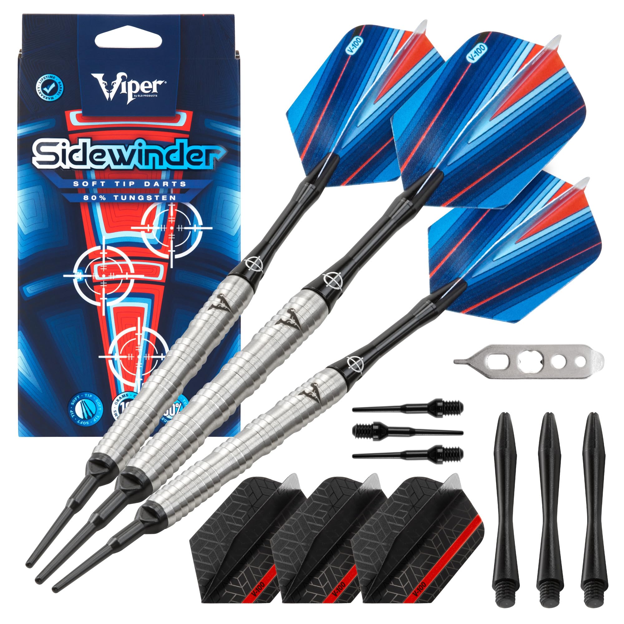 Darts Viper Sidewinder 80% Tungstênio, Ponta Macia, 18 G, Prata