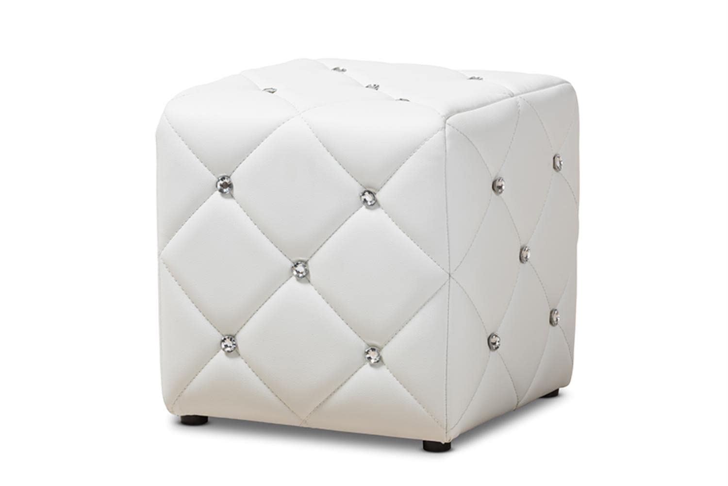 Ottoman Baxton Studio Stacey Modern White Faux Leather