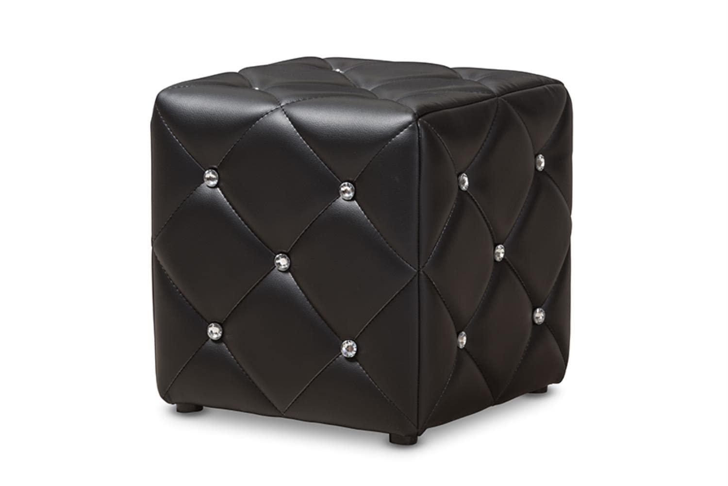 Ottoman Baxton Studio Stacey Modern Faux Leather Black