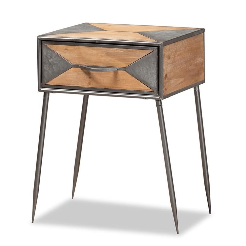 Mesa De Cabeceira Baxton Studio Laurel Rustic Industrial Grey