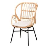 Cadeira De Jantar Baxton Studio Caelia Modern Rattan And Metal