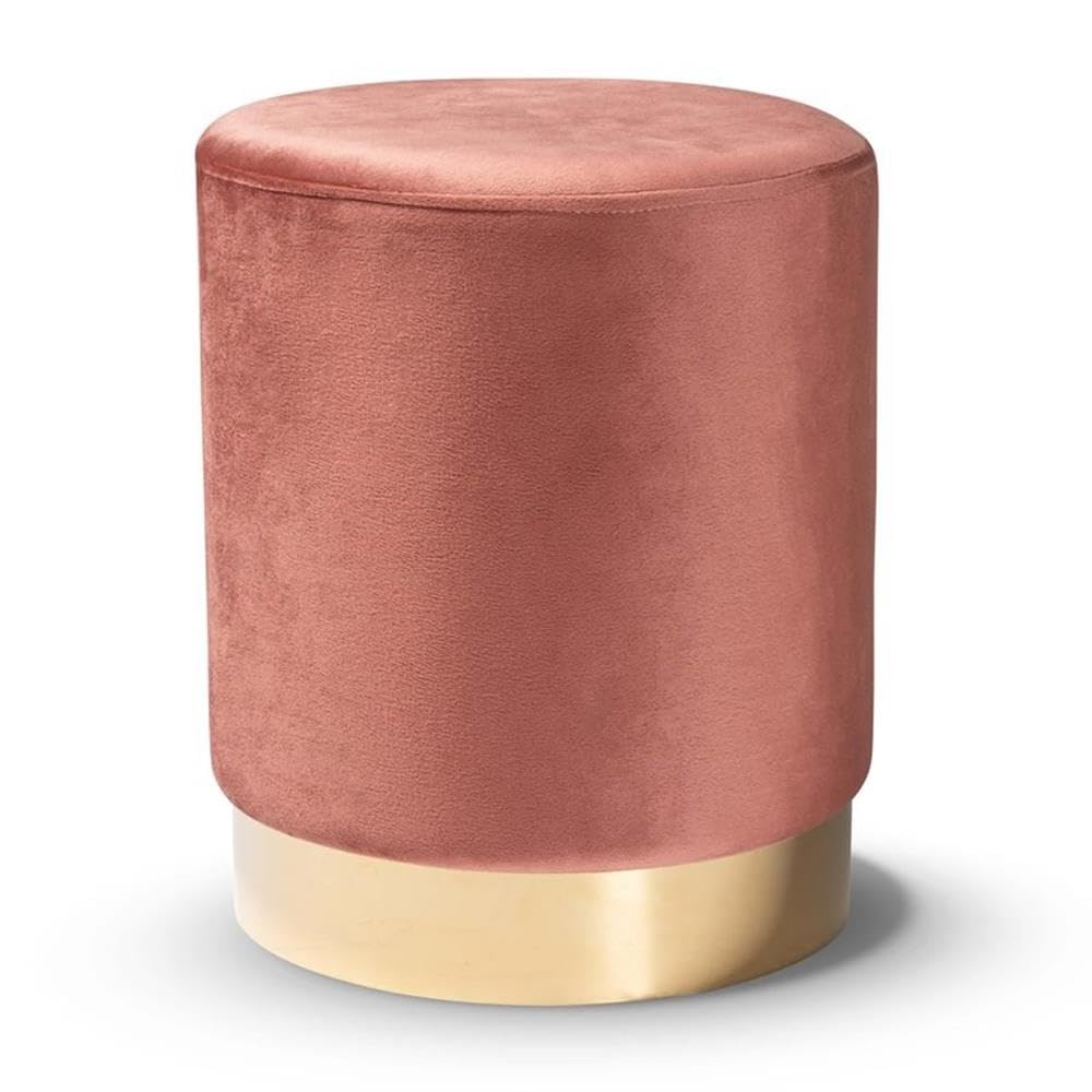 Ottoman Baxton Studio Chaela Contemporary Blush Pink Velvet