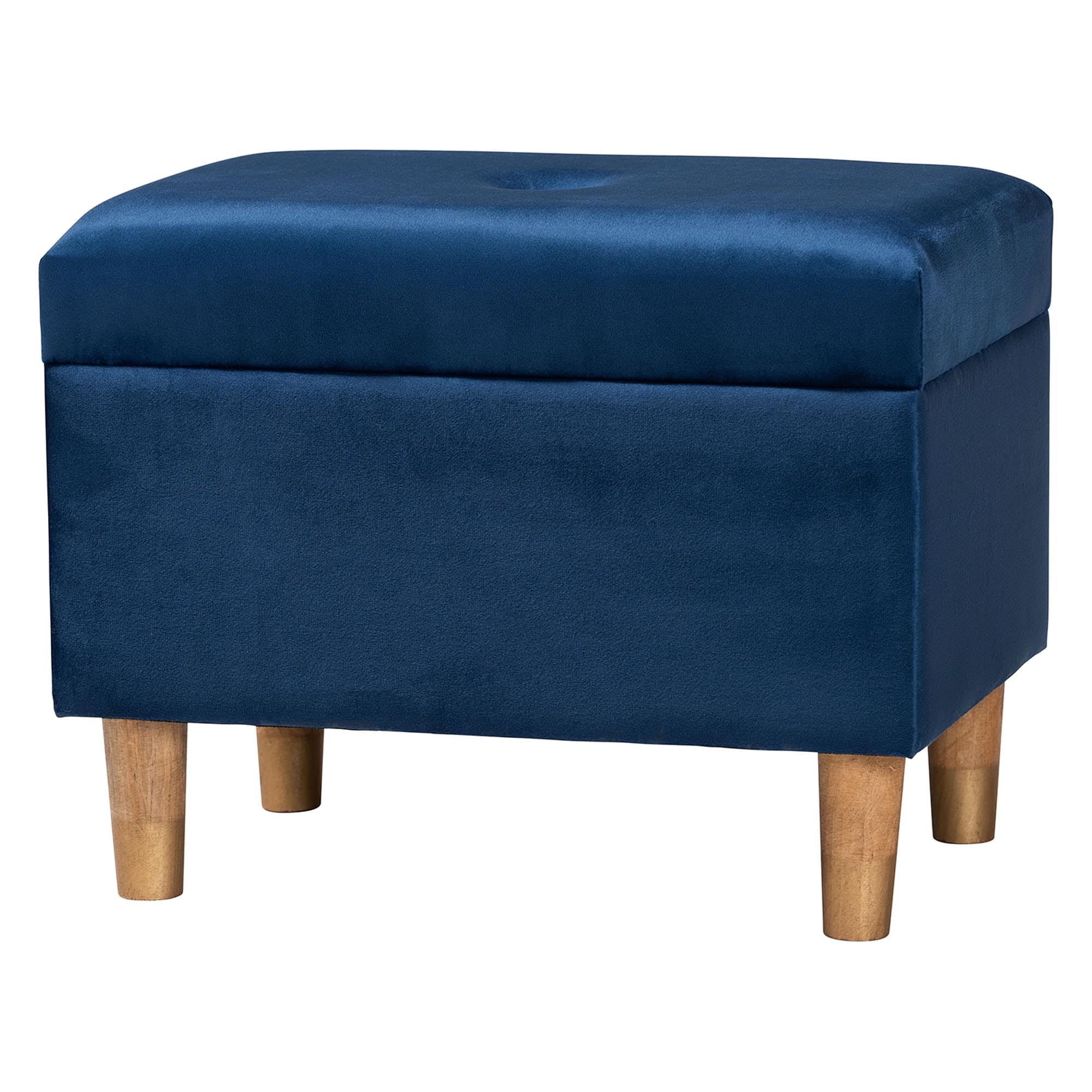 Armazenamento: Ottoman Baxton Studio Elias Modern Navy Blue Velvet