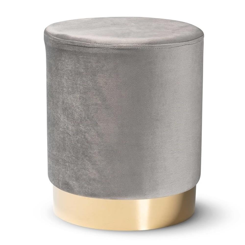 Ottoman Baxton Studio Chaela Grey Velvet Com Base De Metal Dourado
