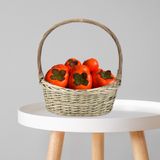 12 Caquis Artificiais - Fruta Permanente Na Tonalidade Laranja Para Decoração Em Centro De Mesas