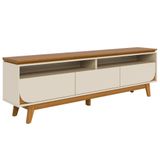 Rack Bancada Tv 75 Polegadas 3 Gavetas 200 Cm Selene Madetec Cinamomo Off White