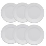 Prato De Sobremesa Plus Branco Cerâmica 18cm 6 Un - Biona