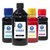 Kit 4 Tintas Para Epson L1250 Black 500ml Coloridas 100ml Valejet