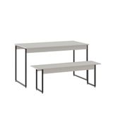 Mesa De Jantar Com 1 Banco Estilo Industrial Tub Branco Chess / Est.preta