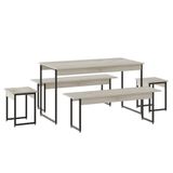 Mesa De Jantar Com 2 Bancos E 2 Banquetas Industrial Tub Snow / Est.preta