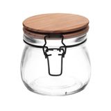 Jogo De 6 Potes Com Tampa De Bambu 600ml