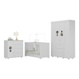 Quarto Infantil Completo Com Berço 3 Em 1 Para Colchão 130x60cm Multimóveis Mp4383 Branco