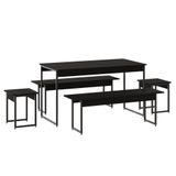 Mesa De Jantar Com 2 Bancos E 2 Banquetas Industrial Tub Preto Ônix / Est.preta