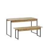 Mesa De Jantar Com 1 Banco Estilo Industrial Tub Carvalho / Est.preta