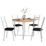 Conjunto Mesa Sala De Jantar Com 4 Cadeiras Tampo Redondo 1m Madeirado Leia Branco/preto Artefamol