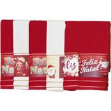 Kit 6 Toalha Lavabo Natalina Jacquard 30x45cm Vermelho-creme