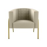 Poltrona Decorativa Base Em Metal Dourada Lisboa Bege Matrix Bege-dourada