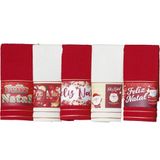 Kit 15 Toalha Lavabo Natalina Jacquard 30x45cm Vermelho/creme