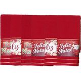 Kit 6 Toalha Lavabo Natalina Jacquard 30x45cm Vermelho