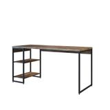 Mesa C/estante Baixa 150x64x75cm C/02 Prateleiras Carvalho Dark / Est.preta