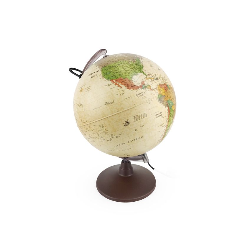 Globo Terrestre Decorativo Geográfico Marco Polo C/ Lupa Base Em Plástico Iluminado Led Tecnodidattica - imagem 3