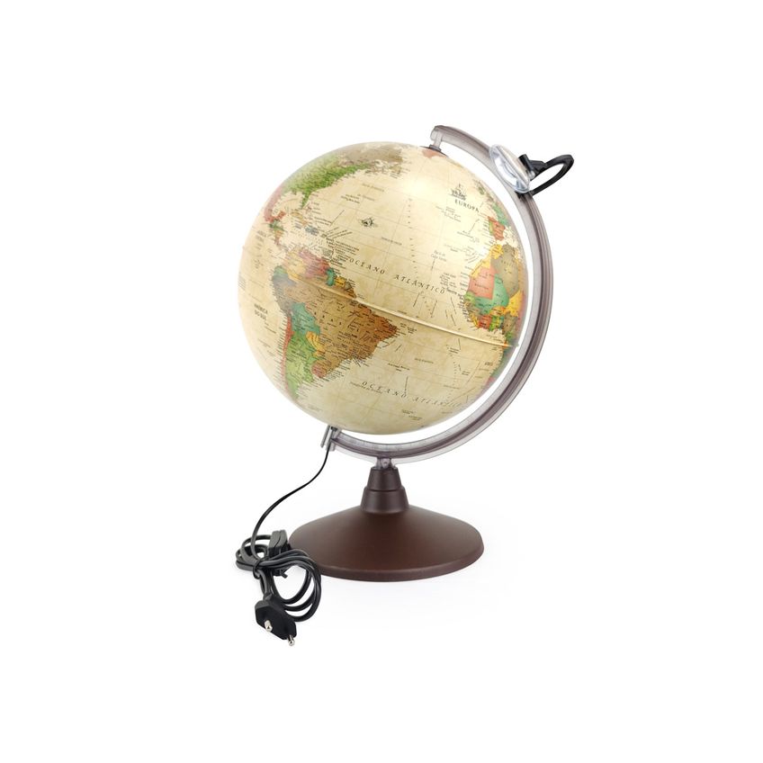Globo Terrestre Decorativo Geográfico Marco Polo C/ Lupa Base Em Plástico Iluminado Led Tecnodidattica - imagem 5