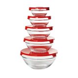 Conjunto Com 5 Potes De Vidro Herméticos Com Tampa Ótima Opção Para Organização Da Cozinha