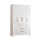 Guarda-roupa Solteiro Infantil 4 Portas 2 Gavetas Paraty Branco Moval