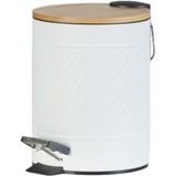 Lixeira Classic Aço Inox Tampa Em Bambu 5l 25x20x20cm Off White