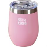 Copo Térmico Para Bebidas Com Tampa 360ml Rosa