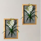 2 Orquídeas Artificiais Beleza Duradoura Para Decoração De Vasos E Quadros - Branco E Laranja