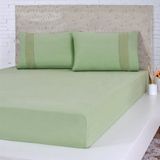 Lençol Queen Bella Cama Malha 100% Algodão 158x198x35 Verde
