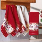 Kit 6 Toalha Lavabo Natalina Jacquard 30x45cm Creme