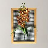 9 Orquídeas Artificiais Para Composição De Quadros E Arranjos Florais (60cm) - Branco E Laranja