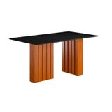 Mesa Sala Jantar Santiago 160x90 Cm Com Tampo De Vidro Cinamomo Preto
