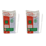Kit De Faca Para Refeição 17,5cm Branca Reforçada Biodegradável Goldenplast 2 Pacotes Com 50 Unidades