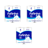 Kit 3 Pacotes De Papel Higiênico Folha Simples Fofinho Pacote Com 4 Rolos De 30 Metros