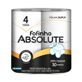 Papel Higiênico Folha Dupla Fofinho Absolute Com 4 Rolos De 30 Metros